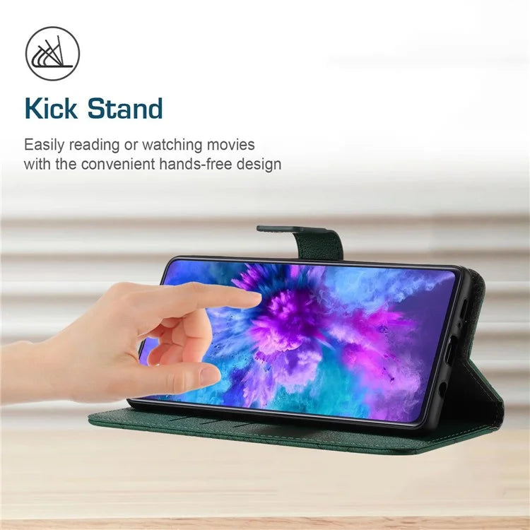 HT06 For iPhone 13 6.1 inch Case Imprint Rhombus Pattern Stand PU Leather Phone Cover