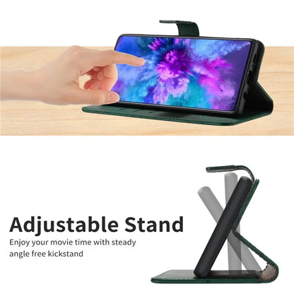 HT06 For iPhone 13 6.1 inch Case Imprint Rhombus Pattern Stand PU Leather Phone Cover