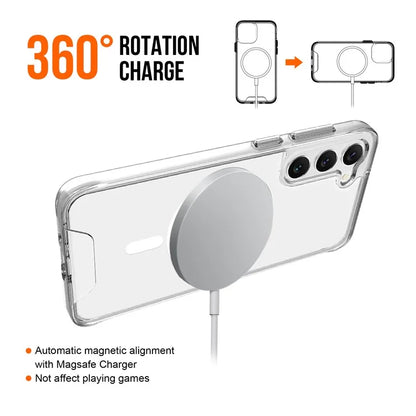 For Samsung Galaxy S23 Case Compatible with MagSafe Military Grade TPU+PC Clear Phone Cover