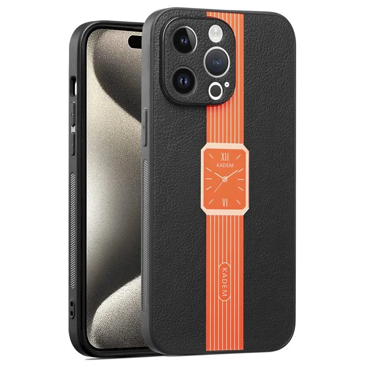 KADEM For iPhone 15 Pro Max Shockproof Case PU+TPU+Acrylic Electroplating Phone Shell
