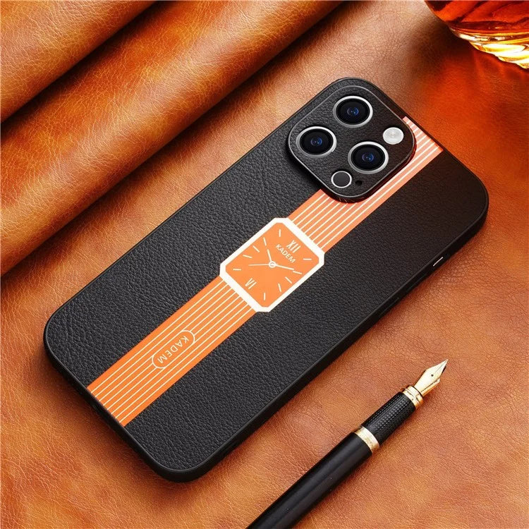 KADEM For iPhone 15 Pro Max Shockproof Case PU+TPU+Acrylic Electroplating Phone Shell