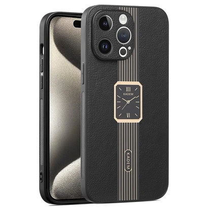 KADEM For iPhone 15 Pro Max Shockproof Case PU+TPU+Acrylic Electroplating Phone Shell