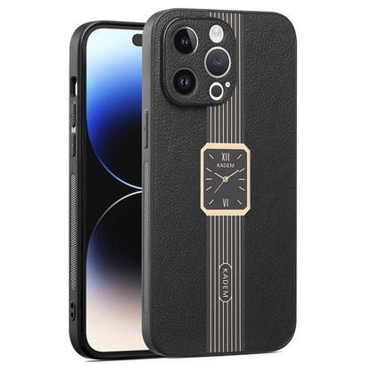 KADEM For iPhone 14 Pro Max Case PU Leather Coated TPU+PC Electroplating Phone Cover