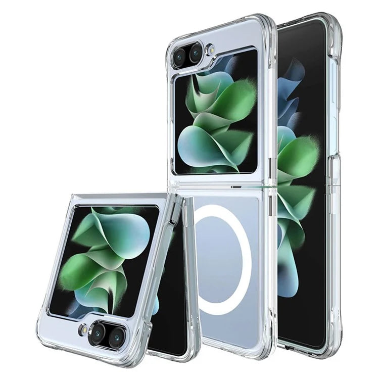 For Samsung Galaxy Z Flip5 5G Clear Case Magnetic Phone Cover Compatible with MagSafe