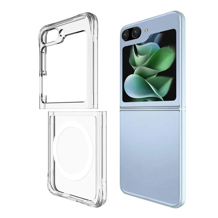 For Samsung Galaxy Z Flip5 5G Clear Case Magnetic Phone Cover Compatible with MagSafe