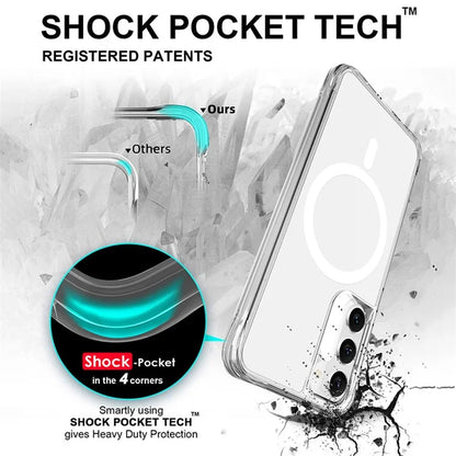 For Samsung Galaxy S23 Case Transparent Phone Cover Compatible with MagSafe