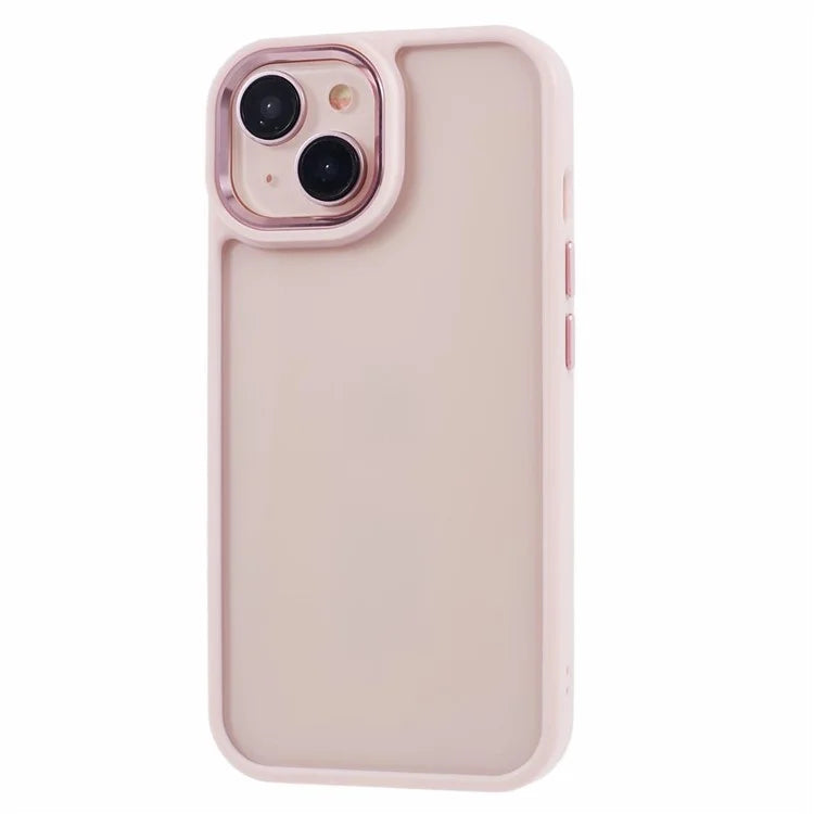 For iPhone 13 6.1 inch Case Drop-proof TPU+PC Clear Phone Cover with Metal Button