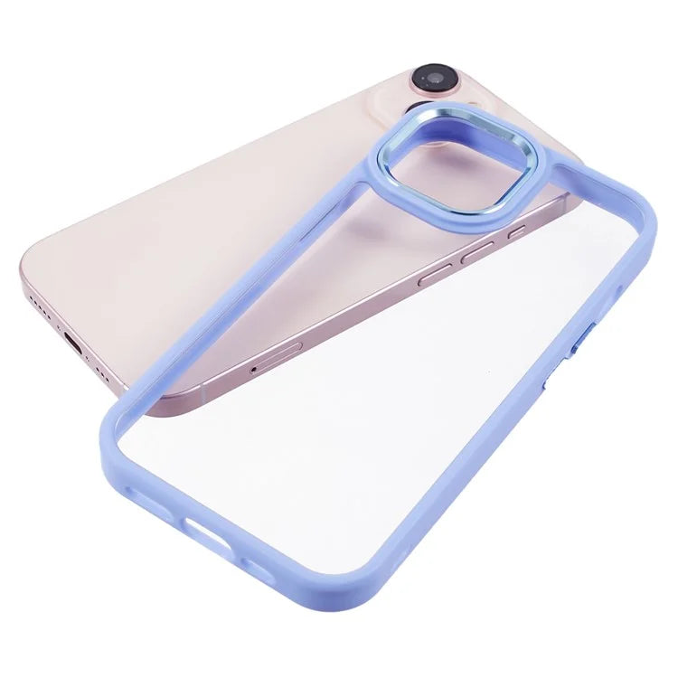 For iPhone 14 Plus Case TPU+PC Clear Shockproof Phone Protector with Metal Button