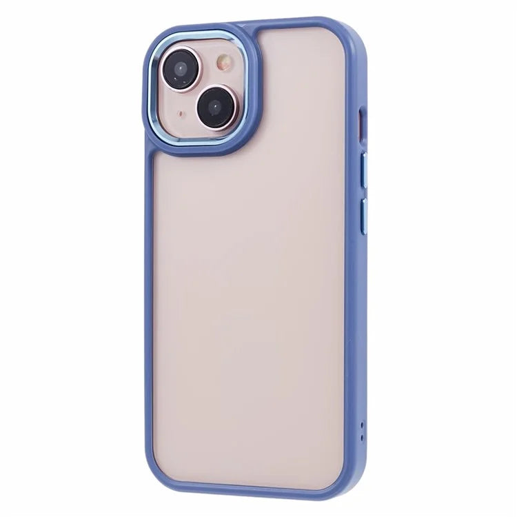 For iPhone 14 Plus Case TPU+PC Clear Shockproof Phone Protector with Metal Button