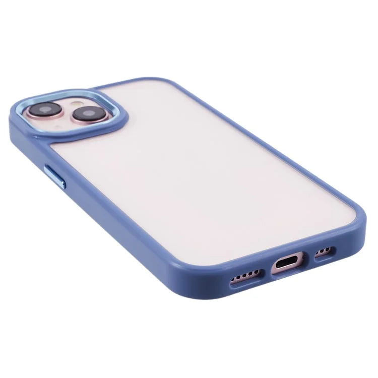 For iPhone 14 Plus Case TPU+PC Clear Shockproof Phone Protector with Metal Button