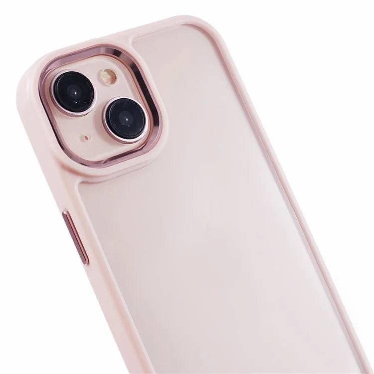 For iPhone 14 Plus Case TPU+PC Clear Shockproof Phone Protector with Metal Button