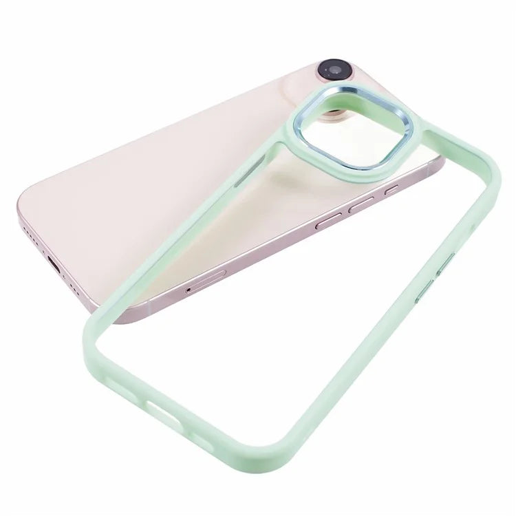 For iPhone 14 Plus Case TPU+PC Clear Shockproof Phone Protector with Metal Button