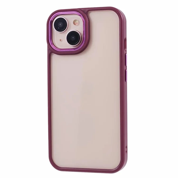 For iPhone 14 Plus Case TPU+PC Clear Shockproof Phone Protector with Metal Button