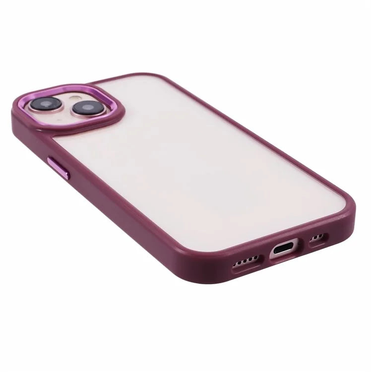 For iPhone 14 Plus Case TPU+PC Clear Shockproof Phone Protector with Metal Button