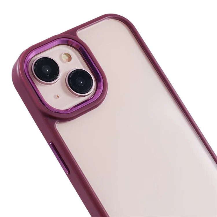 For iPhone 14 Plus Case TPU+PC Clear Shockproof Phone Protector with Metal Button