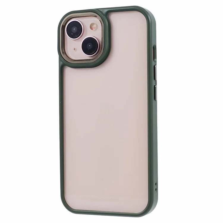 For iPhone 14 Plus Case TPU+PC Clear Shockproof Phone Protector with Metal Button