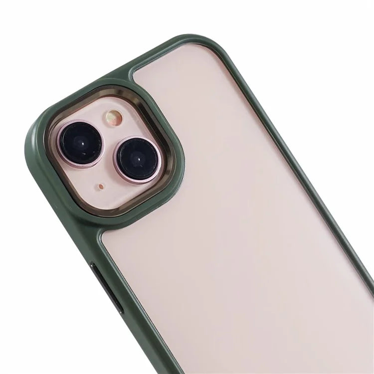 For iPhone 14 Plus Case TPU+PC Clear Shockproof Phone Protector with Metal Button