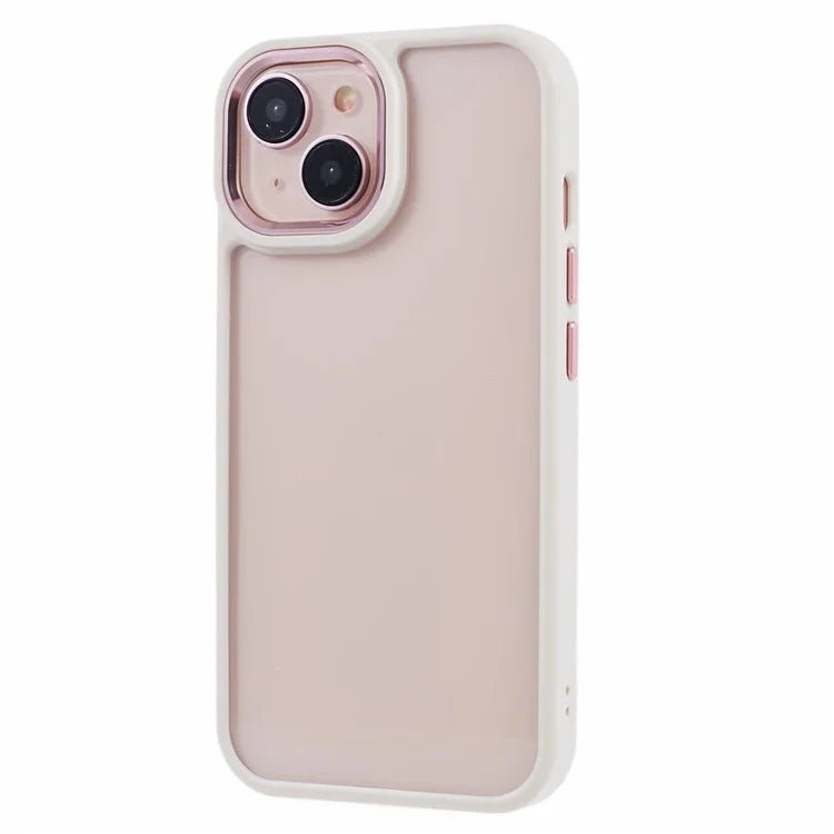 For iPhone 14 Plus Case TPU+PC Clear Shockproof Phone Protector with Metal Button