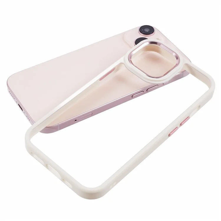 For iPhone 14 Plus Case TPU+PC Clear Shockproof Phone Protector with Metal Button