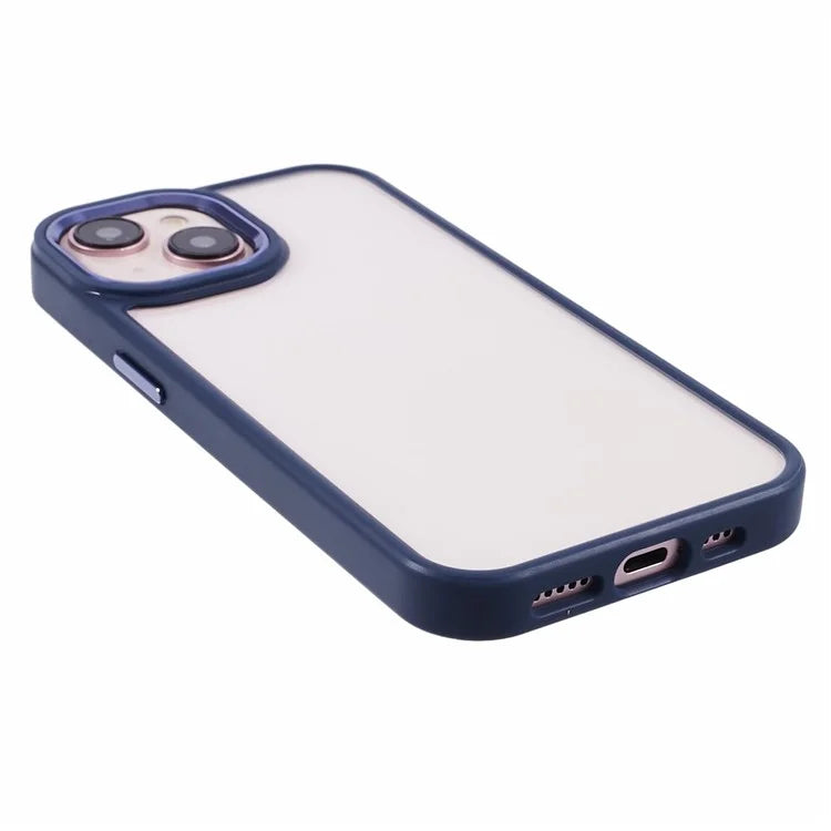 For iPhone 14 Plus Case TPU+PC Clear Shockproof Phone Protector with Metal Button