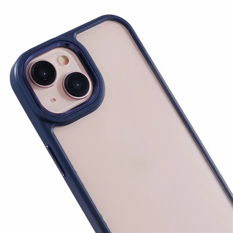 For iPhone 14 Plus Case TPU+PC Clear Shockproof Phone Protector with Metal Button