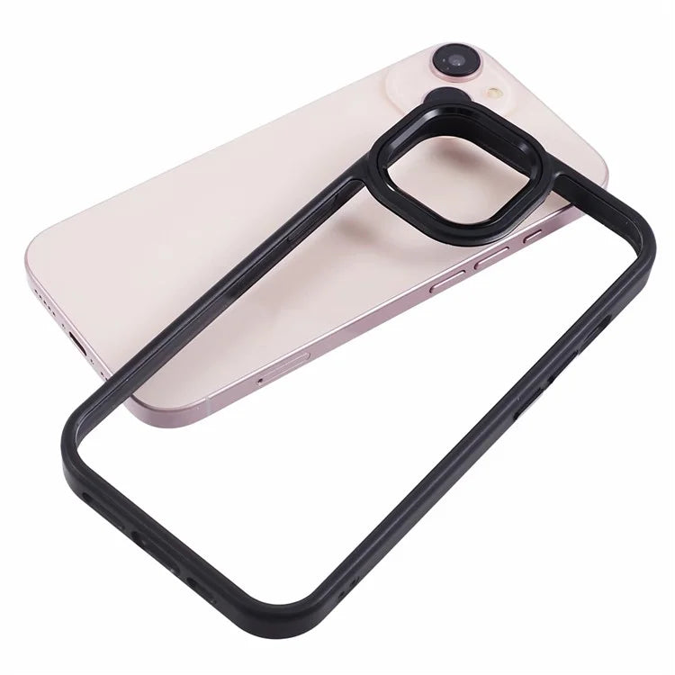 For iPhone 14 Plus Case TPU+PC Clear Shockproof Phone Protector with Metal Button