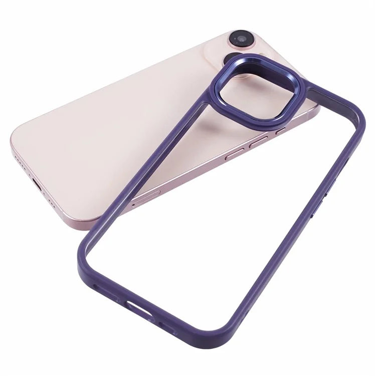 For iPhone 14 Plus Case TPU+PC Clear Shockproof Phone Protector with Metal Button