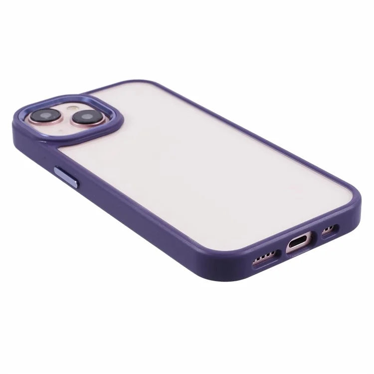For iPhone 14 Plus Case TPU+PC Clear Shockproof Phone Protector with Metal Button
