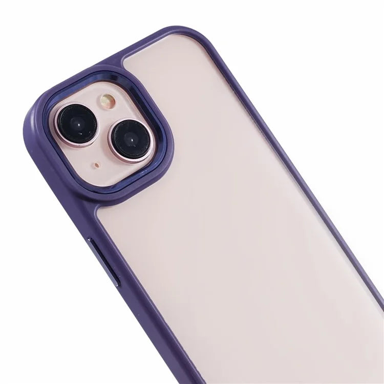 For iPhone 14 Plus Case TPU+PC Clear Shockproof Phone Protector with Metal Button