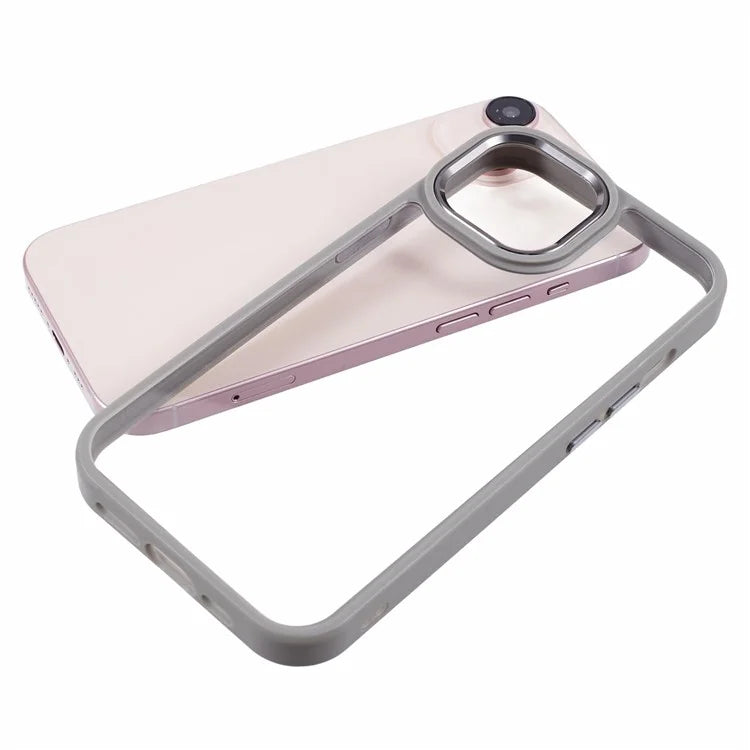 For iPhone 14 Plus Case TPU+PC Clear Shockproof Phone Protector with Metal Button