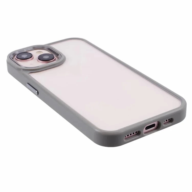 For iPhone 14 Plus Case TPU+PC Clear Shockproof Phone Protector with Metal Button