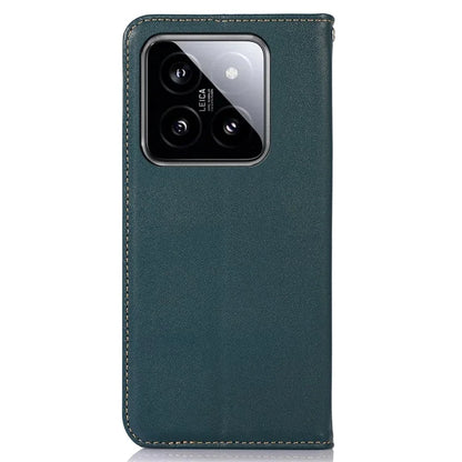 KHAZNEH For Xiaomi 14 Case Genuine Cow Leather Stand Magnetic Closure Phone Cover