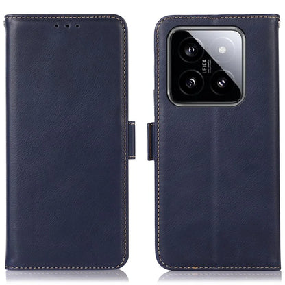 For Xiaomi 14 Case RFID Blocking Genuine Cow Leather Flip Phone Cover