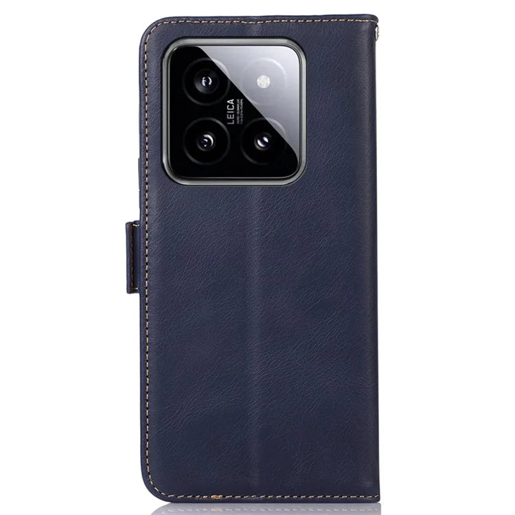 For Xiaomi 14 Case RFID Blocking Genuine Cow Leather Flip Phone Cover