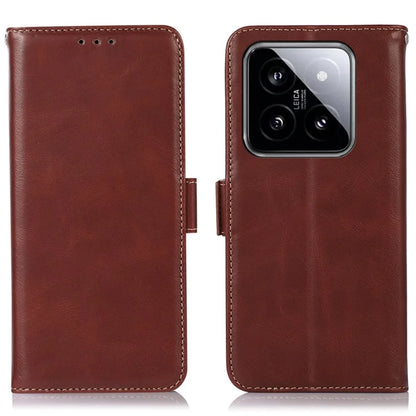 For Xiaomi 14 Case RFID Blocking Genuine Cow Leather Flip Phone Cover