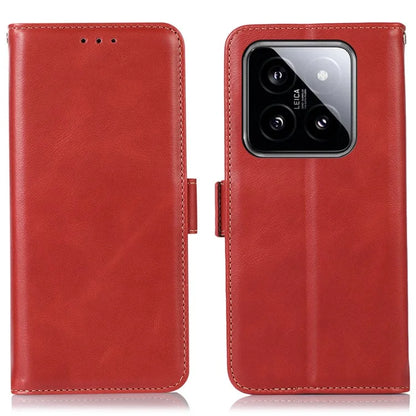For Xiaomi 14 Case RFID Blocking Genuine Cow Leather Flip Phone Cover