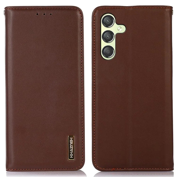 KHAZNEH For Samsung Galaxy A25 5G (Global) (161.0 x 76.5 x 8.3mm) Case Genuine Cow Leather Wallet Phone Cover