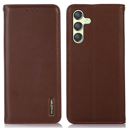 KHAZNEH For Samsung Galaxy A25 5G (Global) (161.0 x 76.5 x 8.3mm) Case Genuine Cow Leather Wallet Phone Cover
