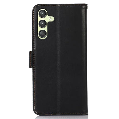 For Samsung Galaxy A25 5G (Global) (161.0 x 76.5 x 8.3mm) Case Genuine Cow Leather Folio Phone Cover with RFID Blocking