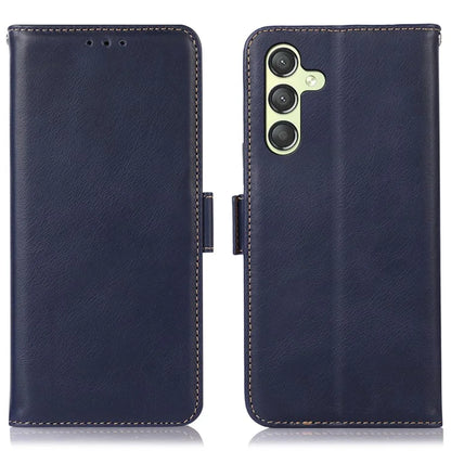 For Samsung Galaxy A25 5G (Global) (161.0 x 76.5 x 8.3mm) Case Genuine Cow Leather Folio Phone Cover with RFID Blocking