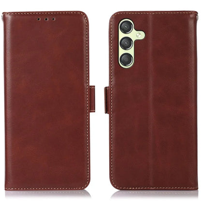 For Samsung Galaxy A25 5G (Global) (161.0 x 76.5 x 8.3mm) Case Genuine Cow Leather Folio Phone Cover with RFID Blocking