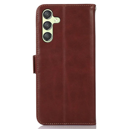 For Samsung Galaxy A25 5G (Global) (161.0 x 76.5 x 8.3mm) Case Genuine Cow Leather Folio Phone Cover with RFID Blocking