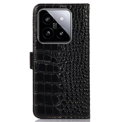 For Xiaomi 14 Case RFID Blocking Genuine Cow Leather Phone Cover