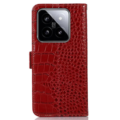 For Xiaomi 14 Case RFID Blocking Genuine Cow Leather Phone Cover