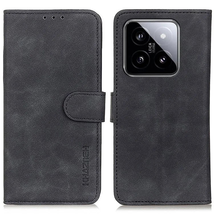 KHAZNEH For Xiaomi 14 Pro Case PU Leather Vintage Stand Phone Cover