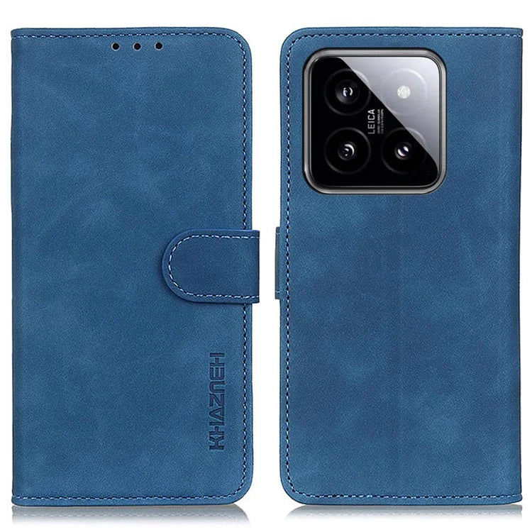 KHAZNEH For Xiaomi 14 Pro Case PU Leather Vintage Stand Phone Cover