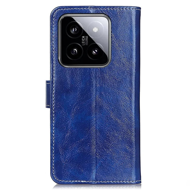 For Xiaomi 14 Pro Case PU Leather Crazy Horse Texture Wallet Phone Cover