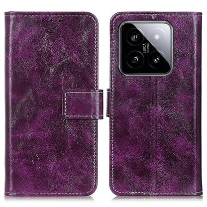 For Xiaomi 14 Pro Case PU Leather Crazy Horse Texture Wallet Phone Cover