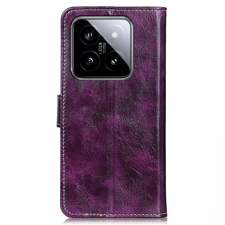 For Xiaomi 14 Pro Case PU Leather Crazy Horse Texture Wallet Phone Cover