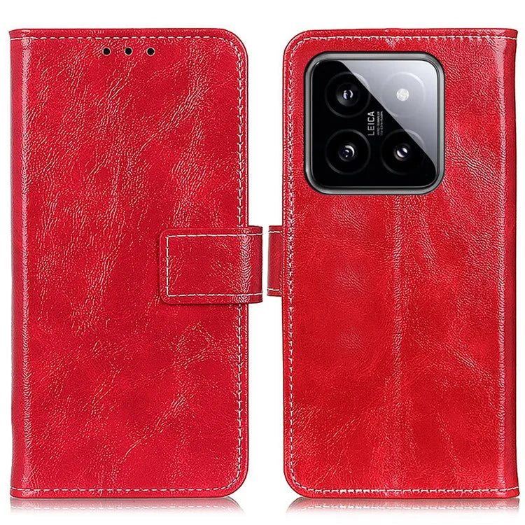 For Xiaomi 14 Pro Case PU Leather Crazy Horse Texture Wallet Phone Cover